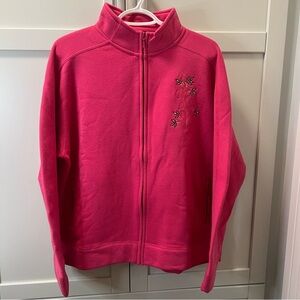 NWT Vintage ARTISANS Pink Full-Zip Jacket with Embroidered Floral Design | XL